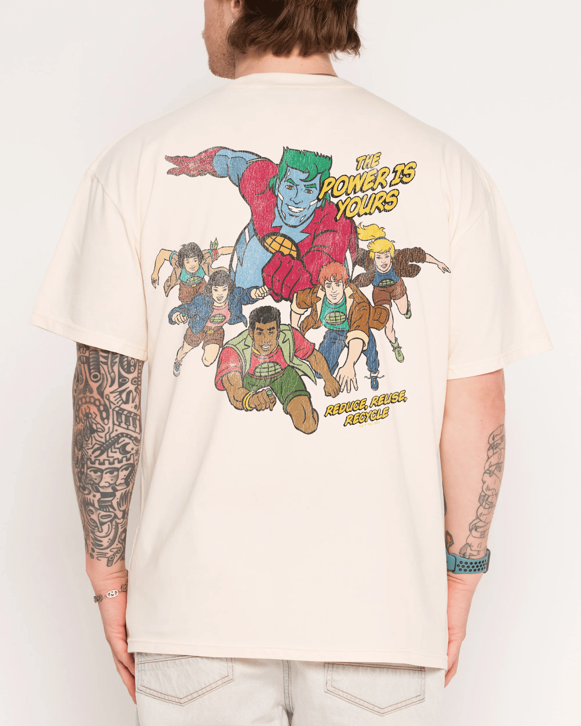 The Power Is Yours Natural Close Up Back Cotton T-Shirt 